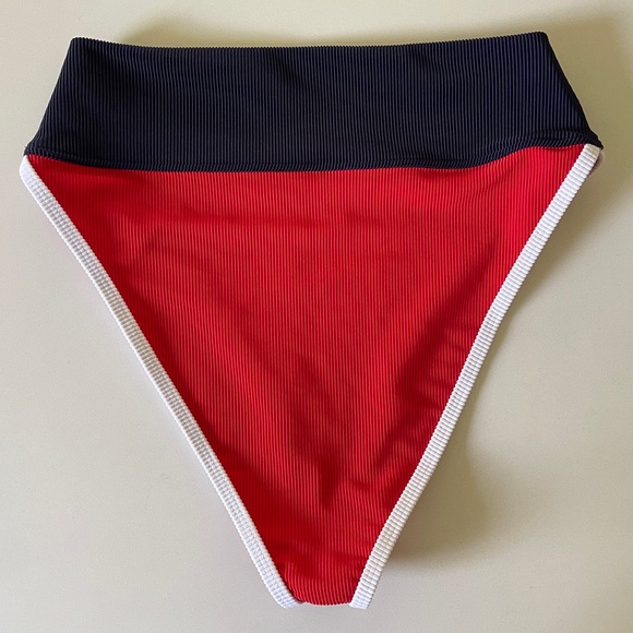 Beach Riot Emmy High-Waist Bikini Bottom Red Americana Colorblock - Picture 5 of 13